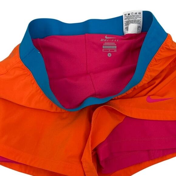 Nike 2 in 1 Orange Pink Blue Dri Fit Athletic Shorts Size Women's Small - Picture 3 of 3